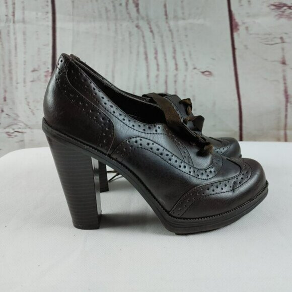 Maurices High Heel Womens Lace Up Brown Shoes Size 7.5M - Picture 4 of 9